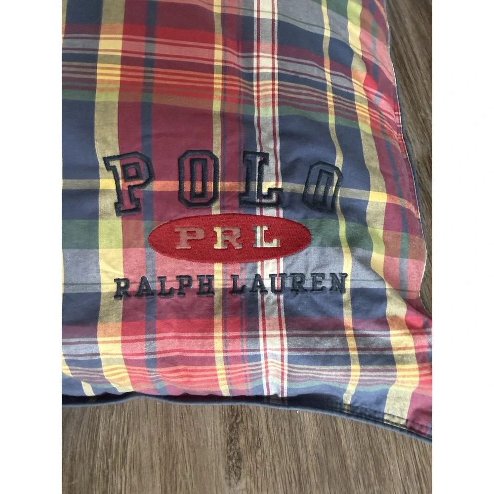 Pair Of Vintage Polo Ralph Lauren Garrison Tartan Plaid Pillows Logo 20